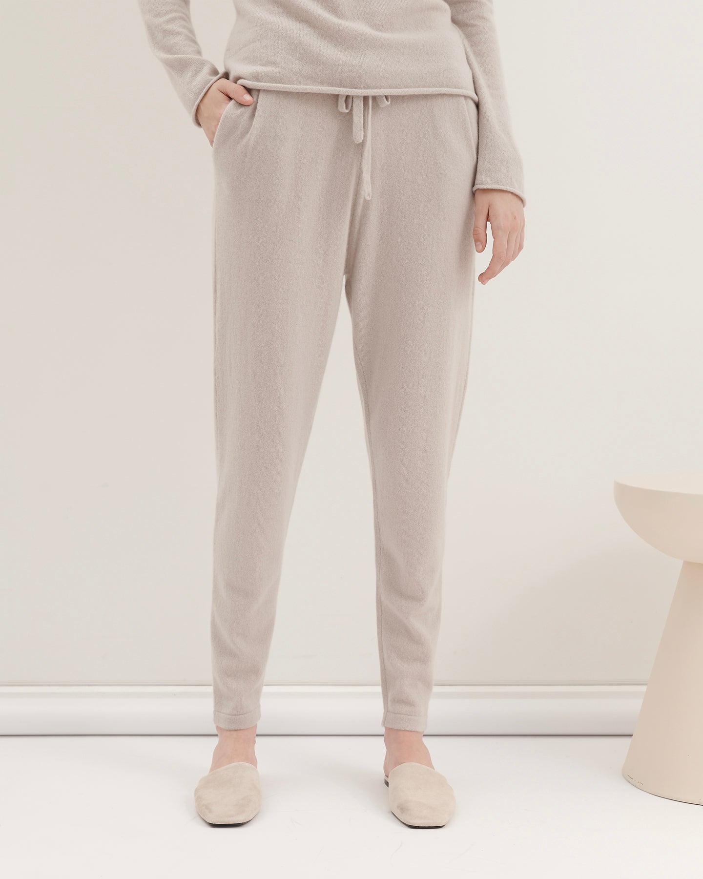 BE SPOILED CASHMERE TRACK PANTS - ZEN PEBBLE