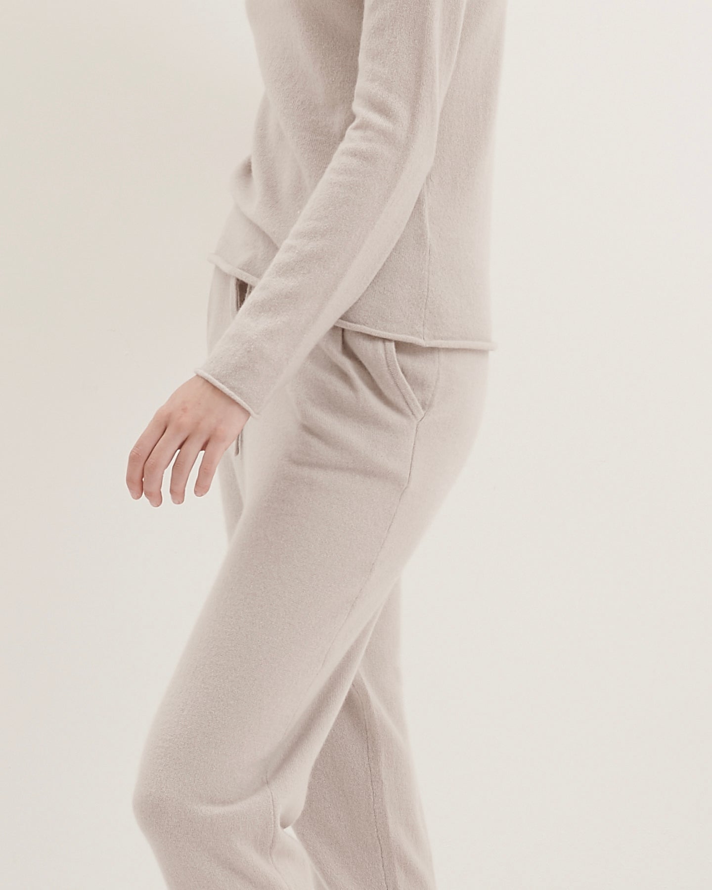 BE SPOILED CASHMERE TRACK PANTS - ZEN PEBBLE