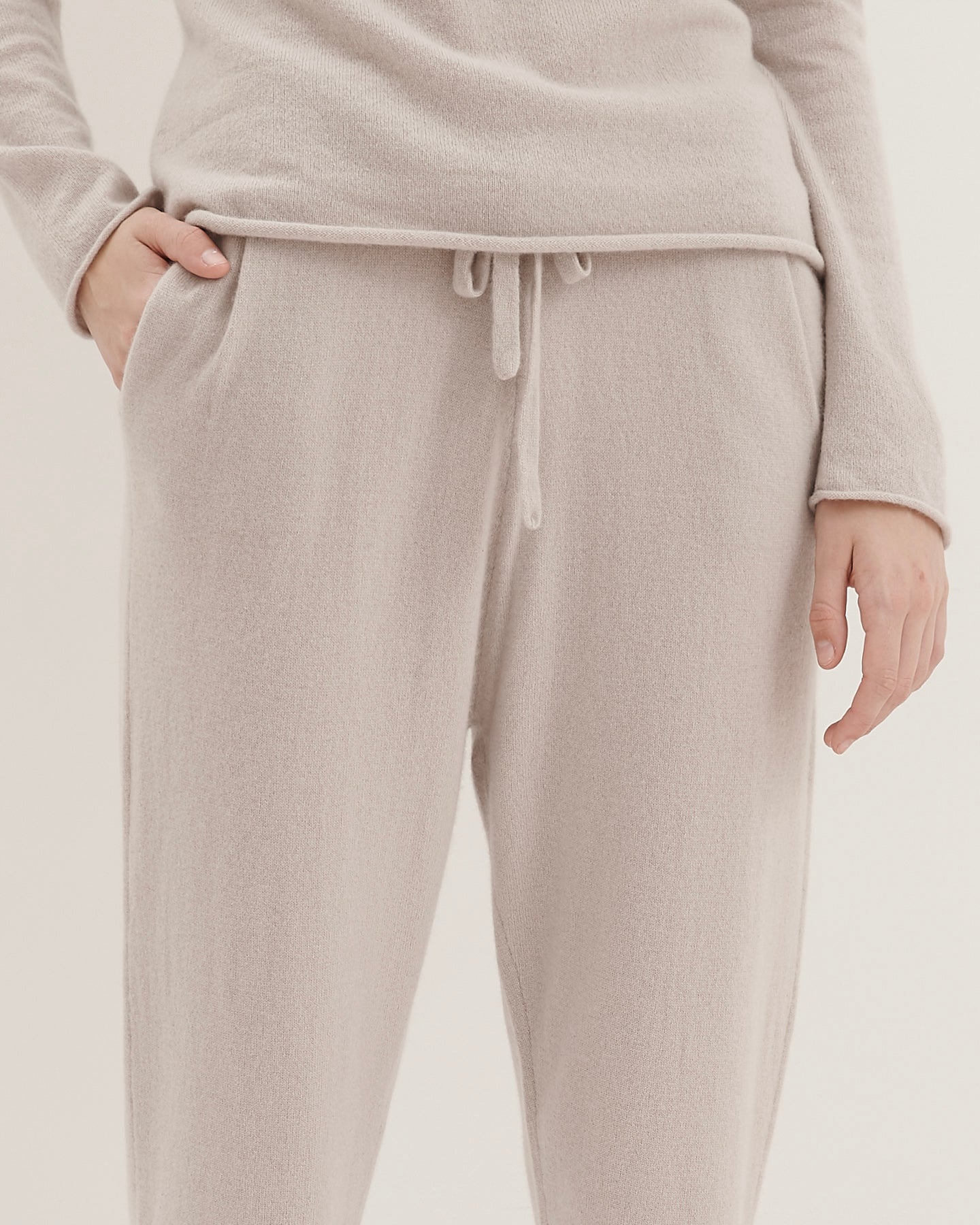 BE SPOILED CASHMERE TRACK PANTS - ZEN PEBBLE