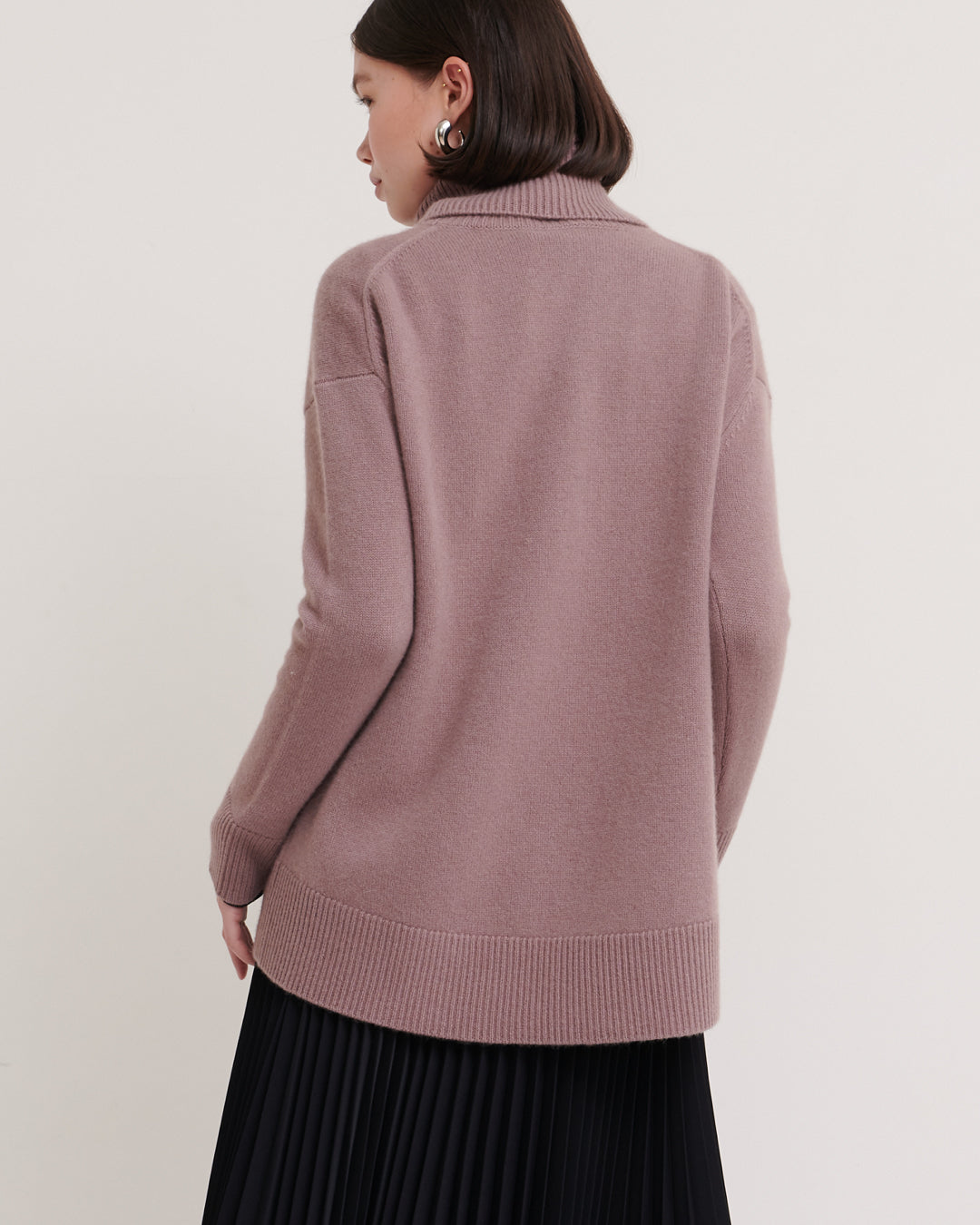 CHUNKY OVERSIZED ROLLNECK PULLOVER - CLAY