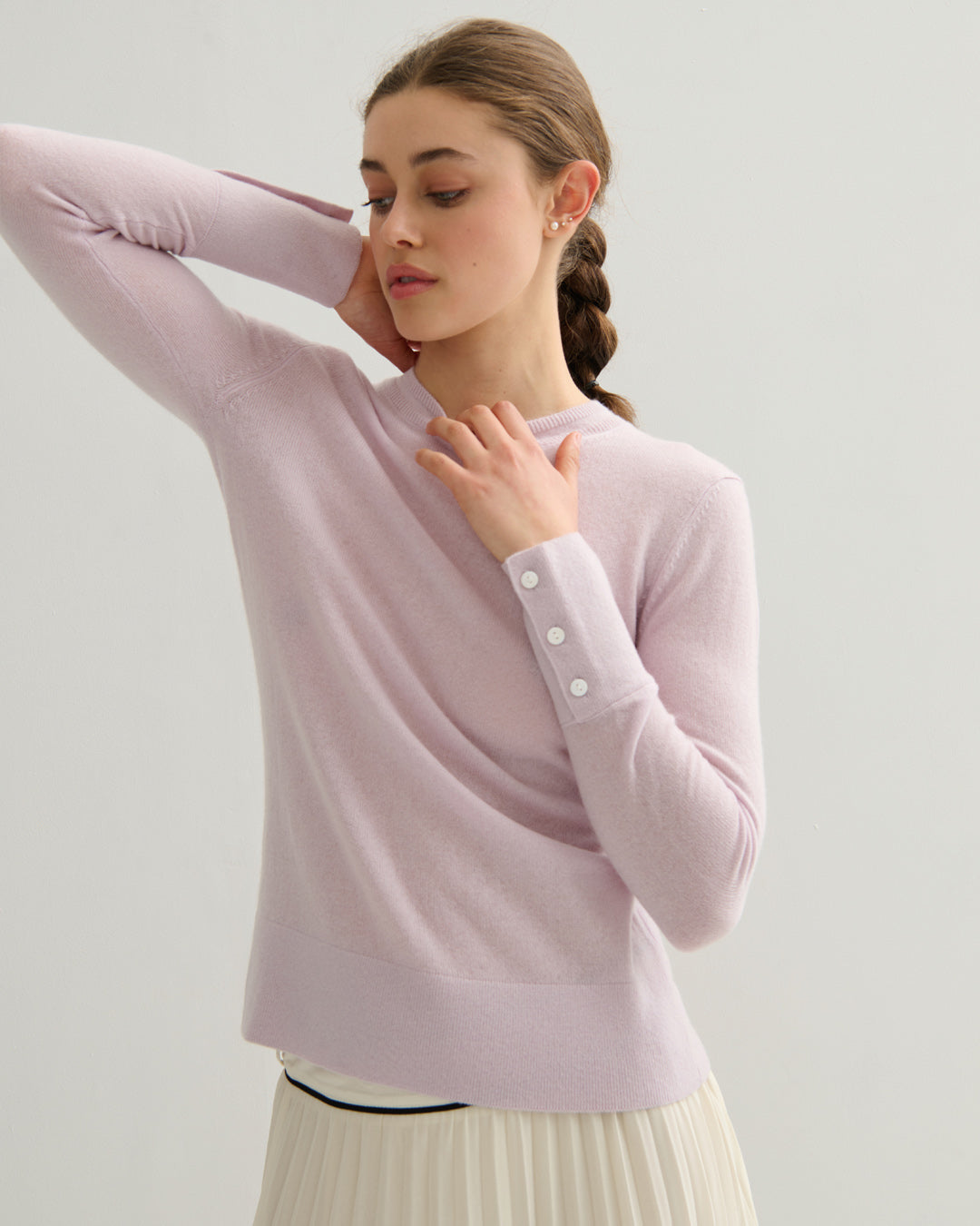 CASHMERE UTOPIA LUXFIT CREW - LILAC MIST