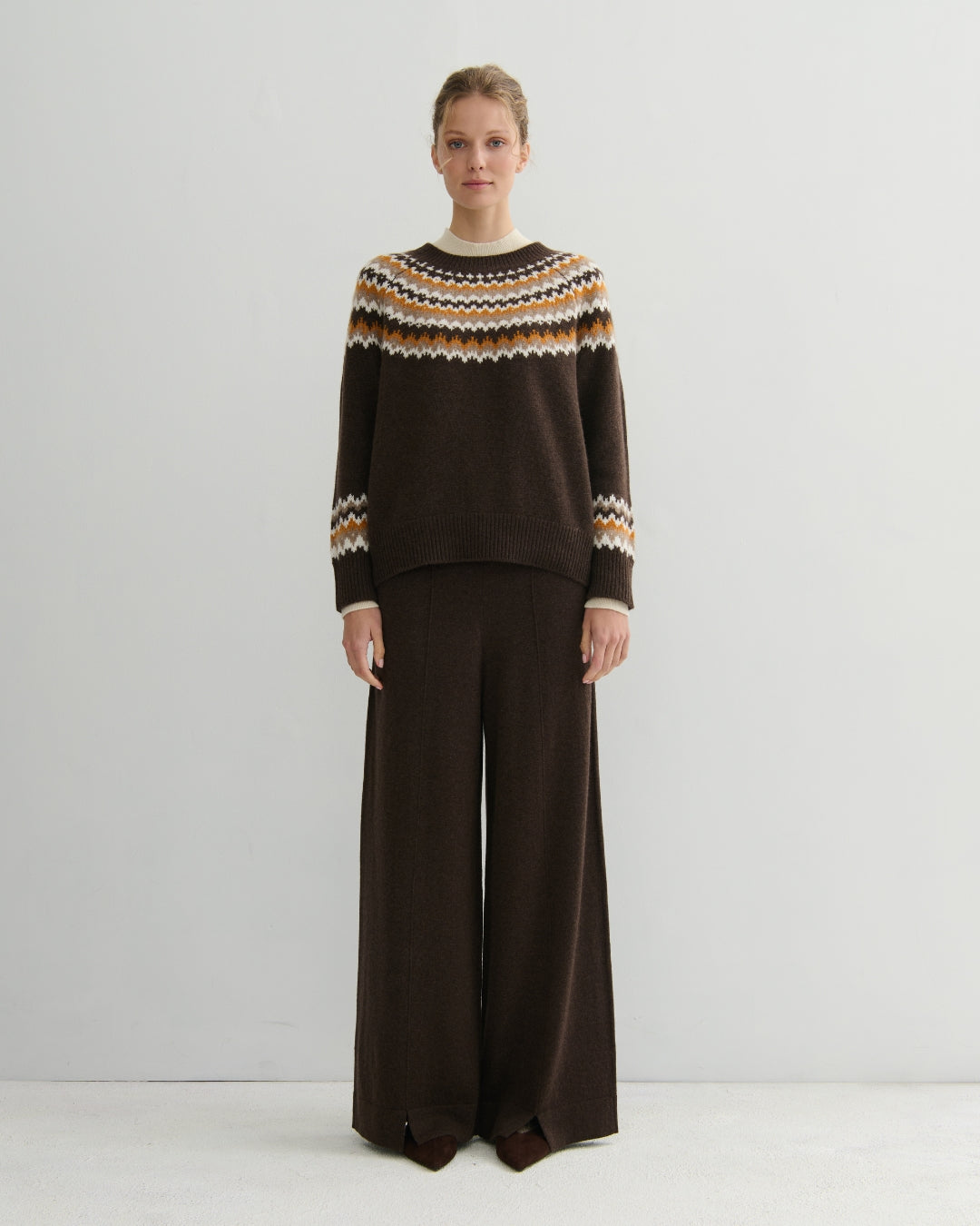 CASHMERE HIGHLAND CASHMERE FAIR ISLE - CHOCOLATE