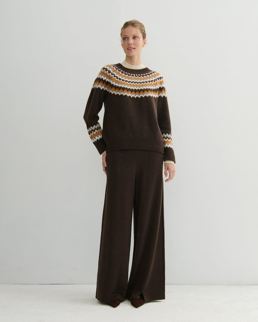 CASHMERE HIGHLAND CASHMERE FAIR ISLE - CHOCOLATE