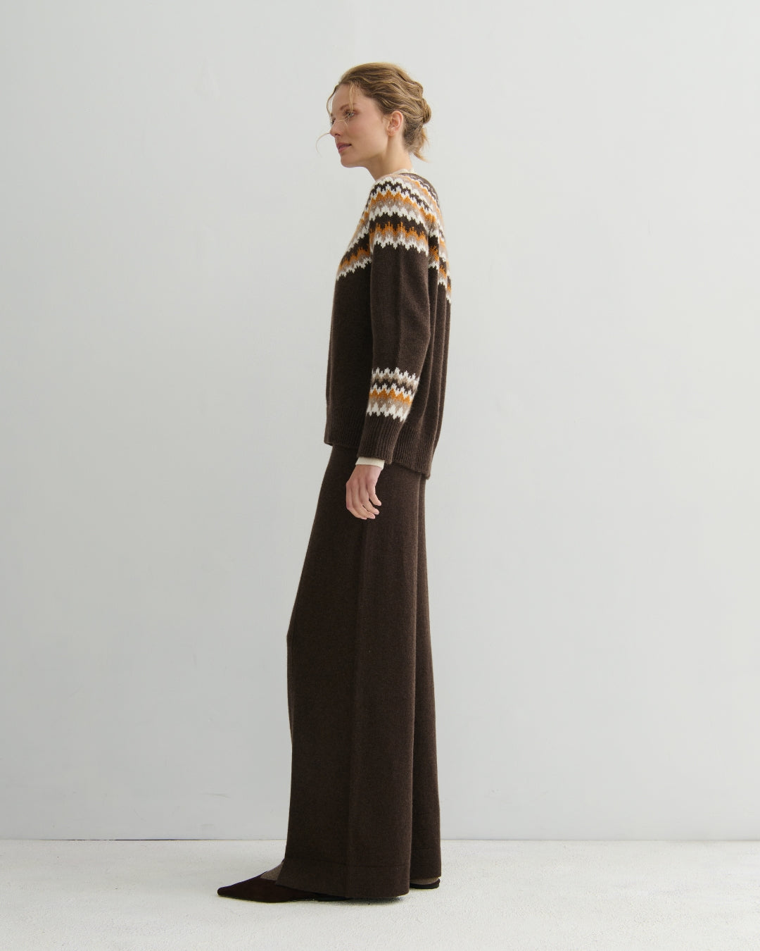 CASHMERE HIGHLAND CASHMERE FAIR ISLE - CHOCOLATE