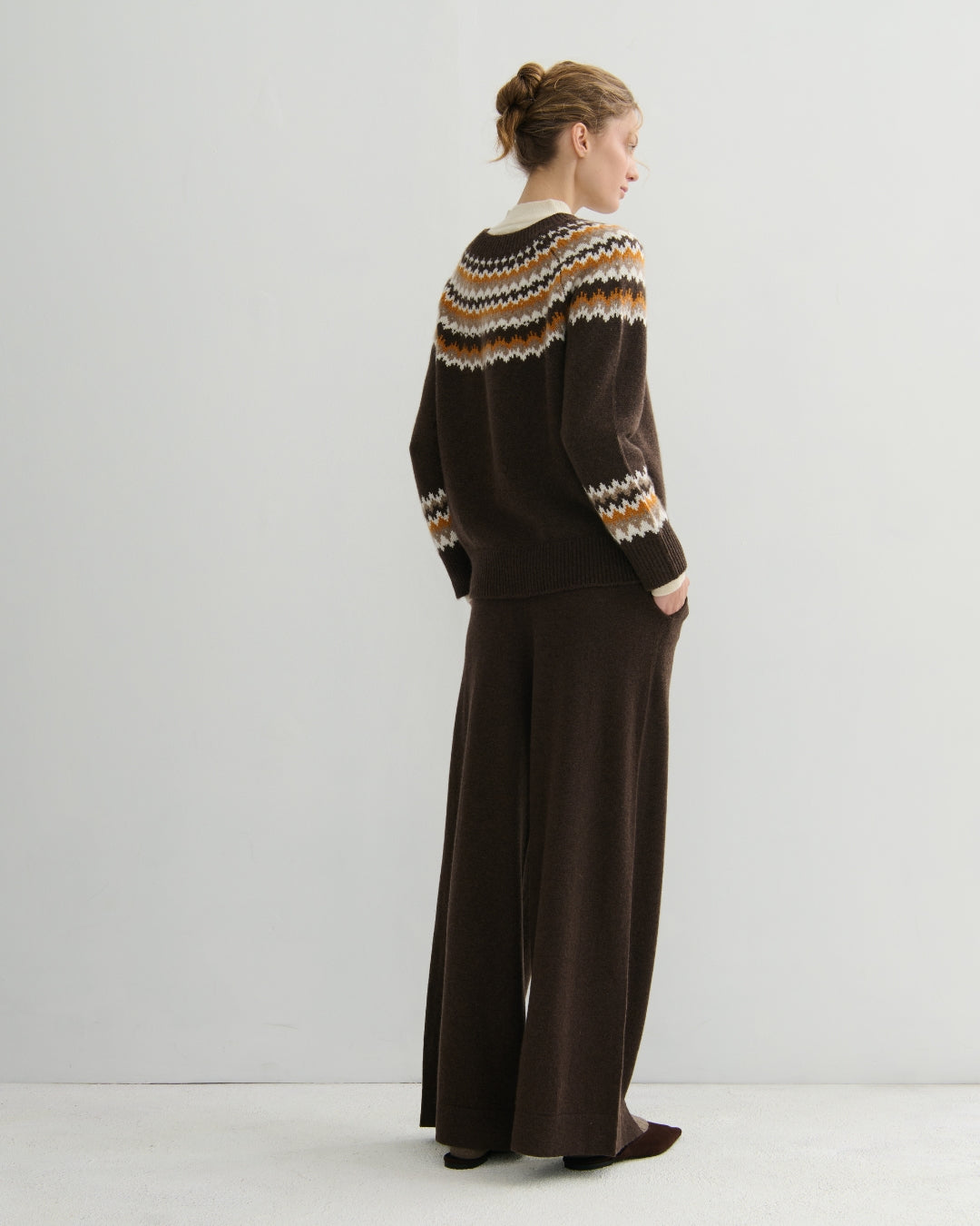CASHMERE HIGHLAND CASHMERE FAIR ISLE - CHOCOLATE