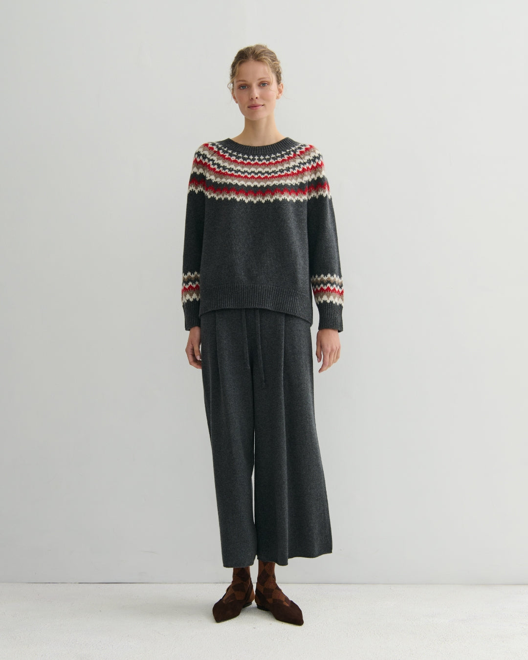 CASHMERE HIGHLAND CASHMERE FAIR ISLE - DARK GREY