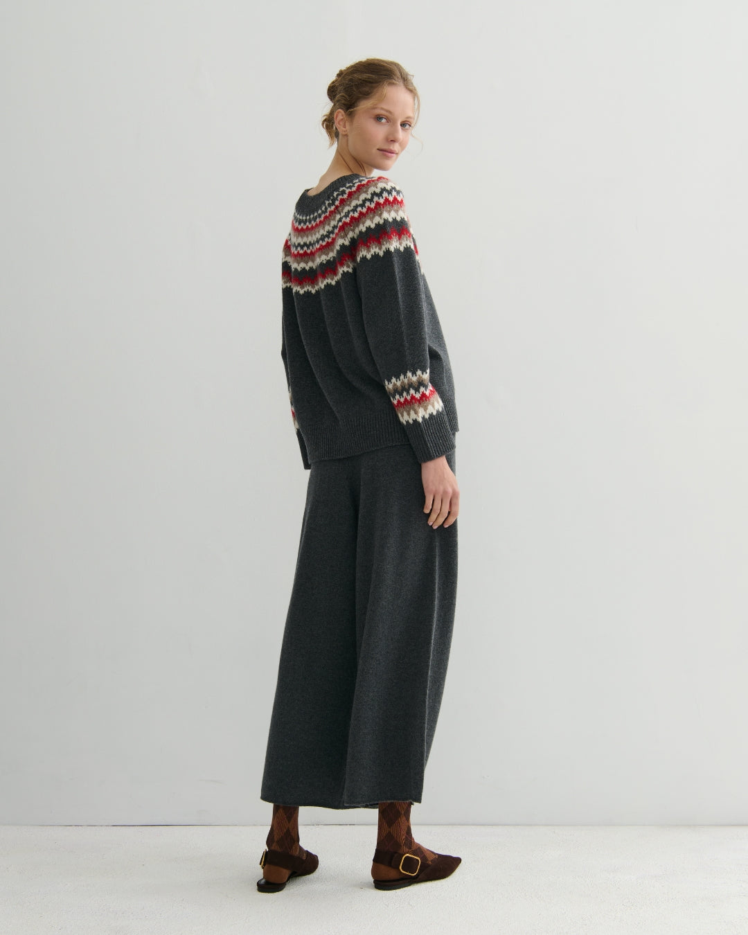 CASHMERE HIGHLAND CASHMERE FAIR ISLE - DARK GREY