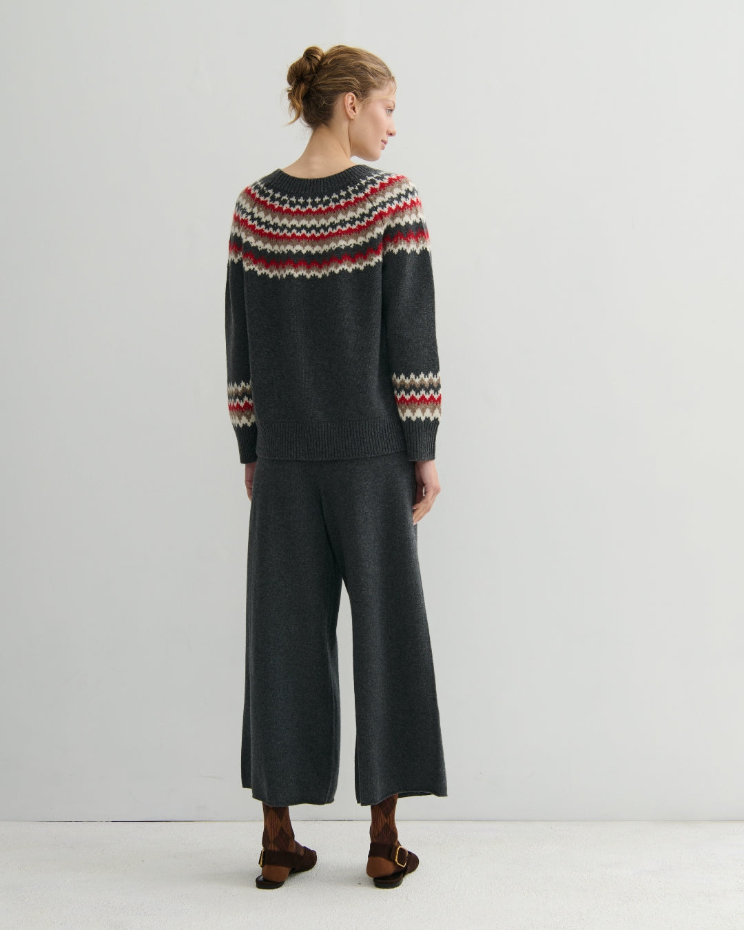 CASHMERE HIGHLAND CASHMERE FAIR ISLE - DARK GREY