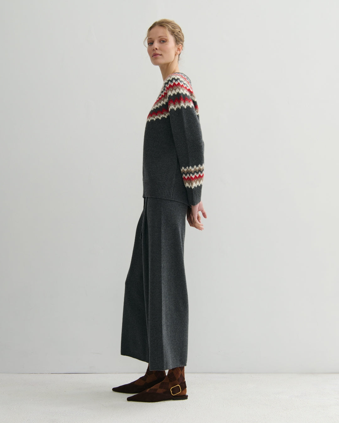 CASHMERE HIGHLAND CASHMERE FAIR ISLE - DARK GREY