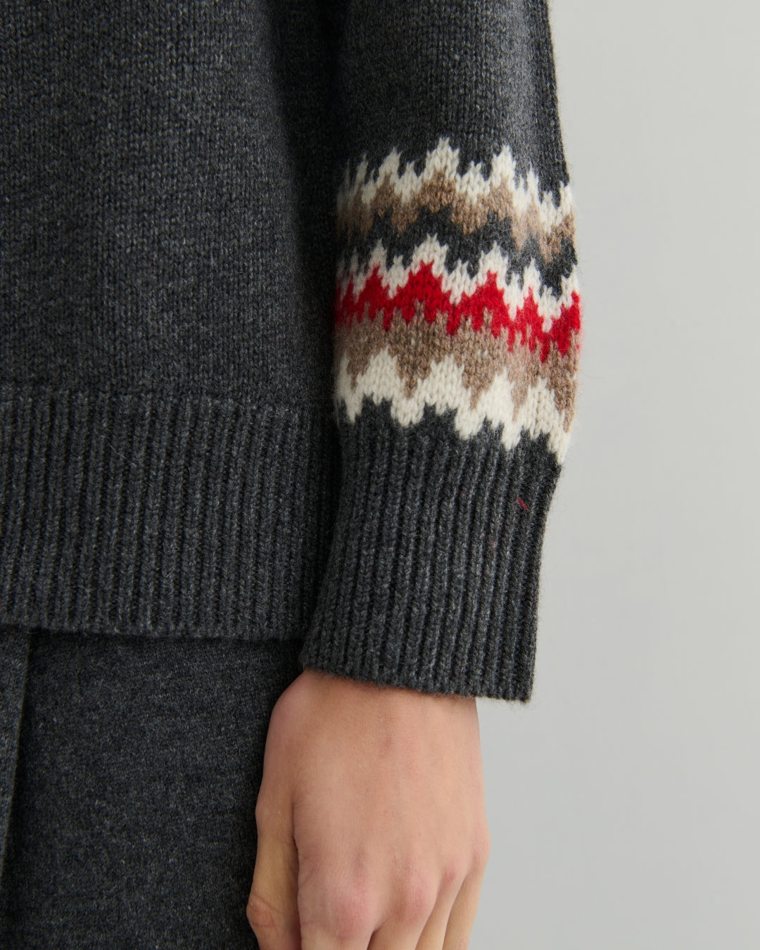 CASHMERE HIGHLAND CASHMERE FAIR ISLE - DARK GREY