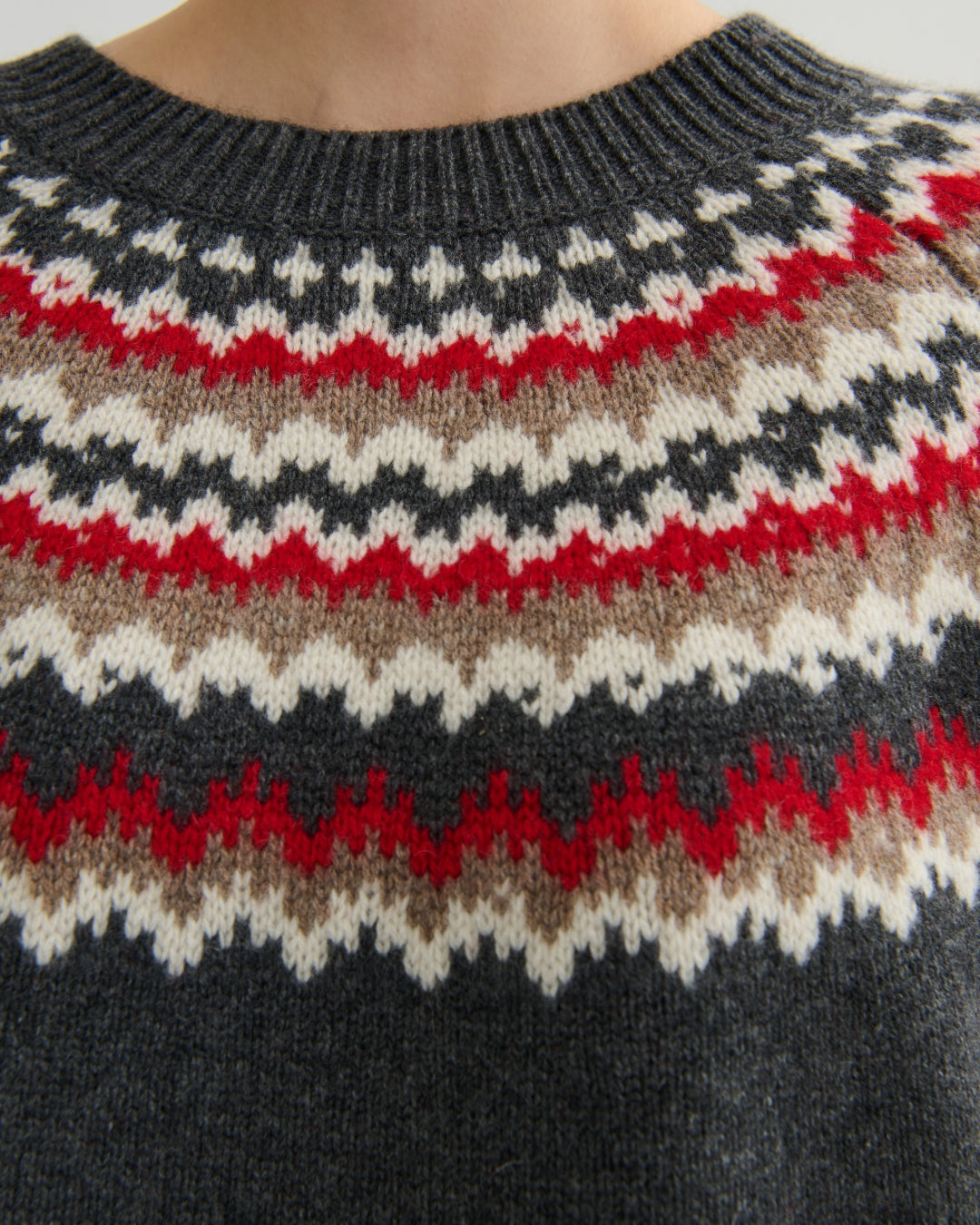 CASHMERE HIGHLAND CASHMERE FAIR ISLE - DARK GREY