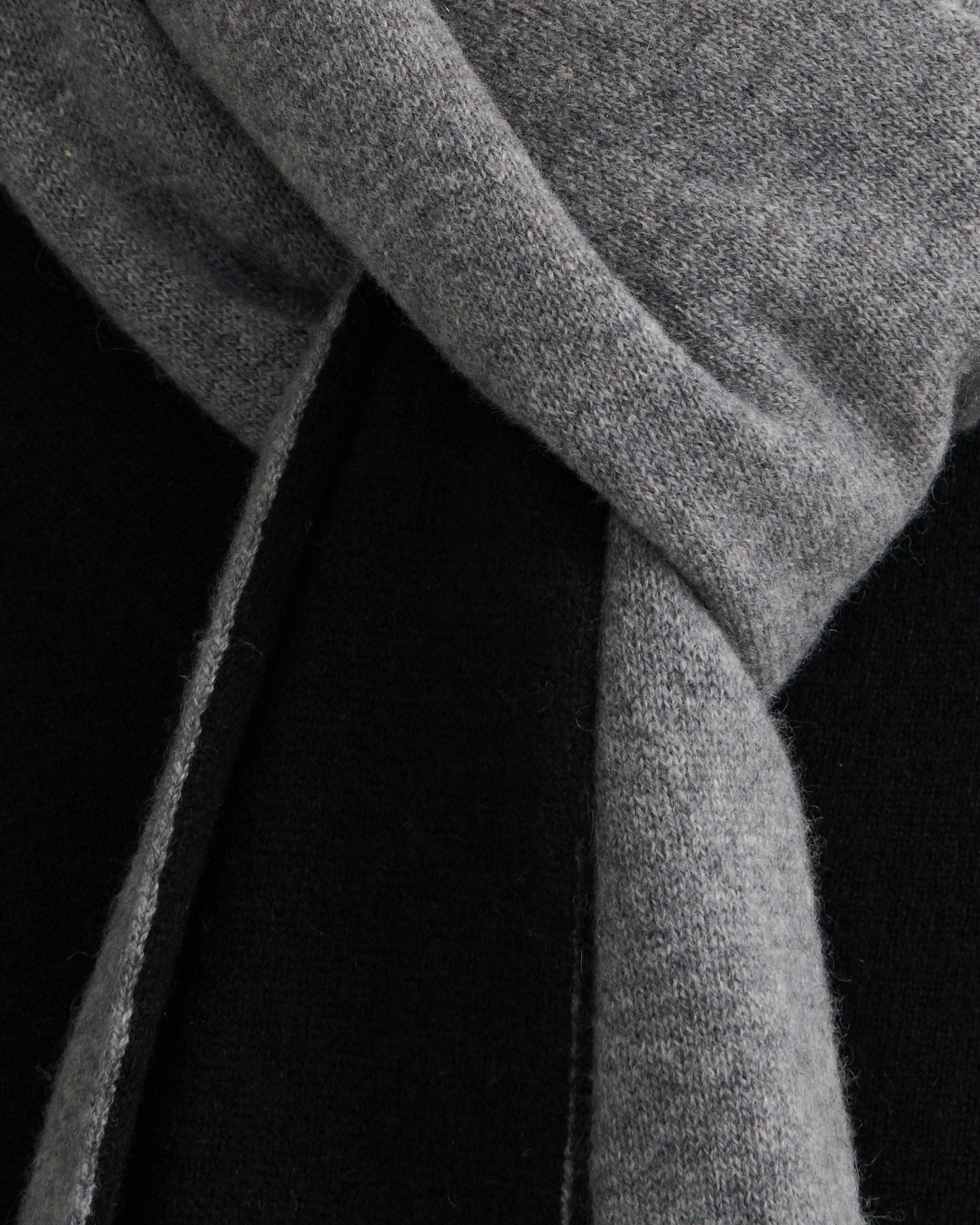 CASHMERE DOUBLE LAYER SCARF - GREY BLACK