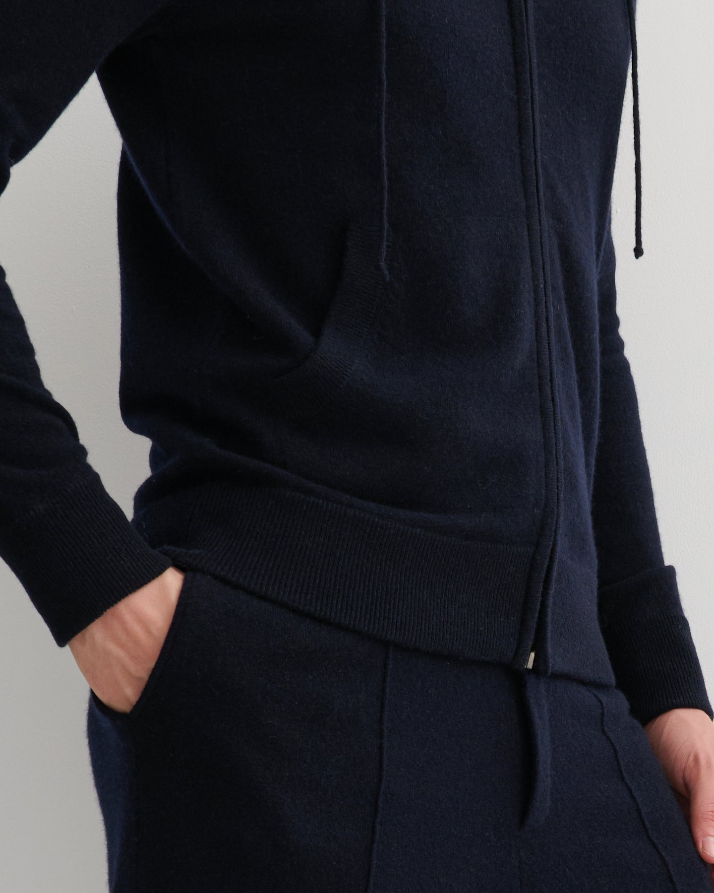 MEN'S CASHMERE HOODIE ZIP CARDIGAN- NAVY