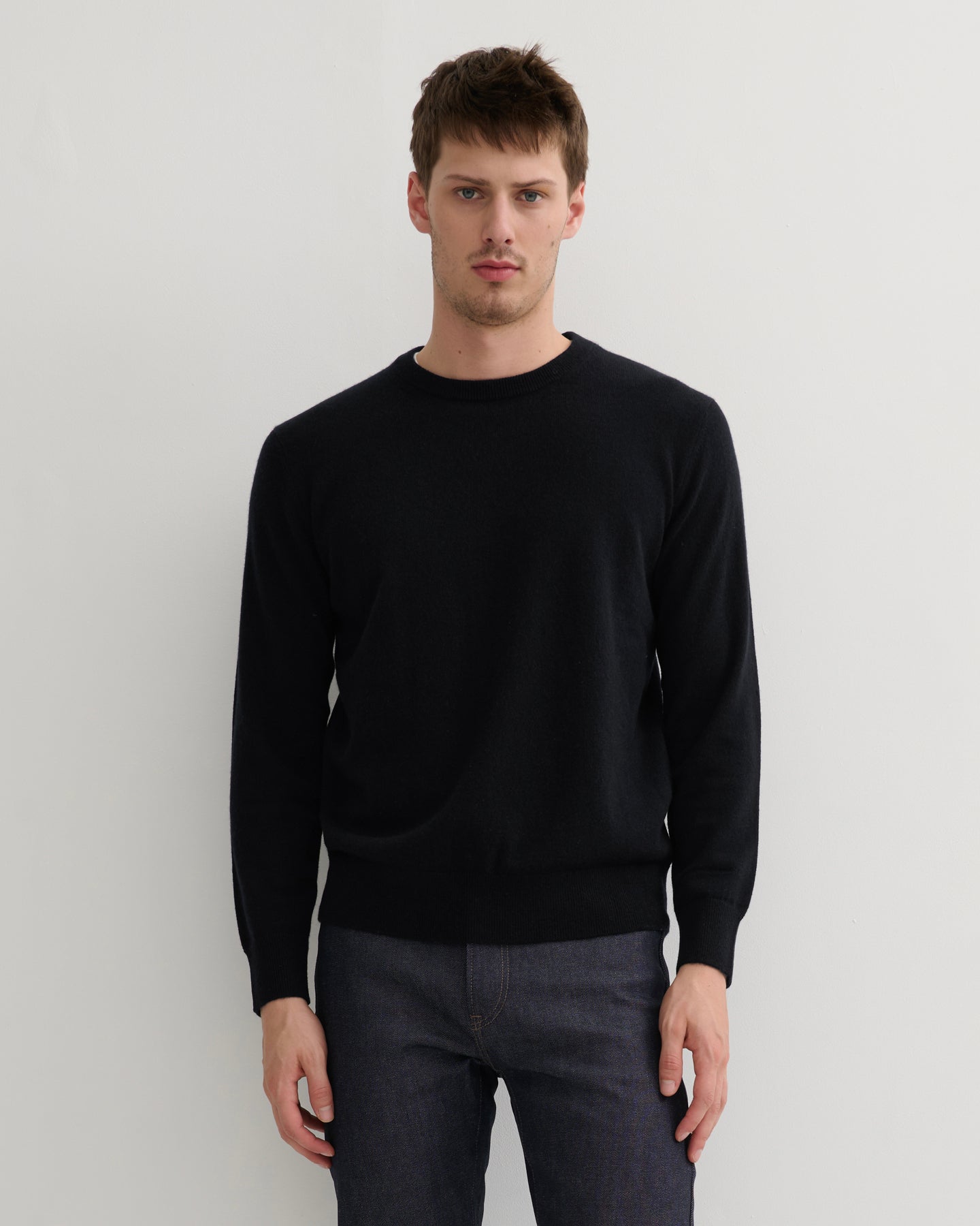 MEN'S CASHMERE CREW NECK PULLOVER - BLACK