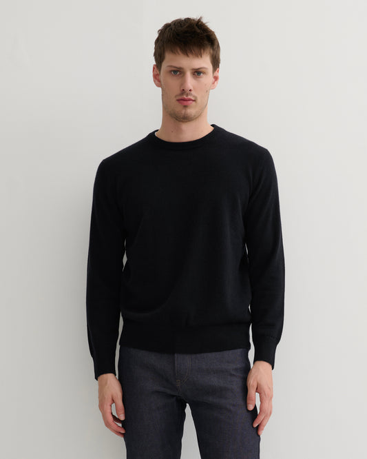 MEN'S CASHMERE CREW NECK PULLOVER - BLACK