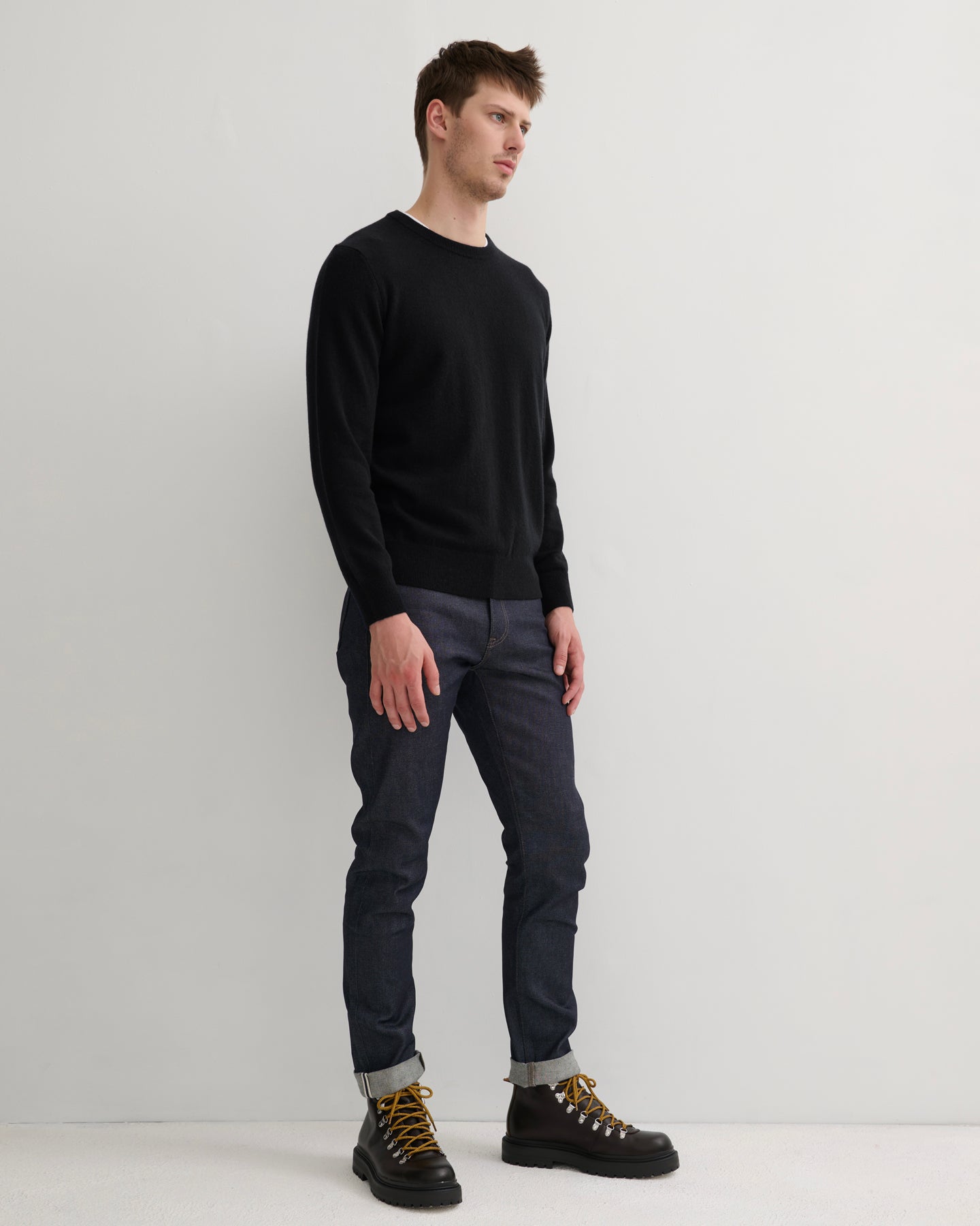 MEN'S CASHMERE CREW NECK PULLOVER - BLACK