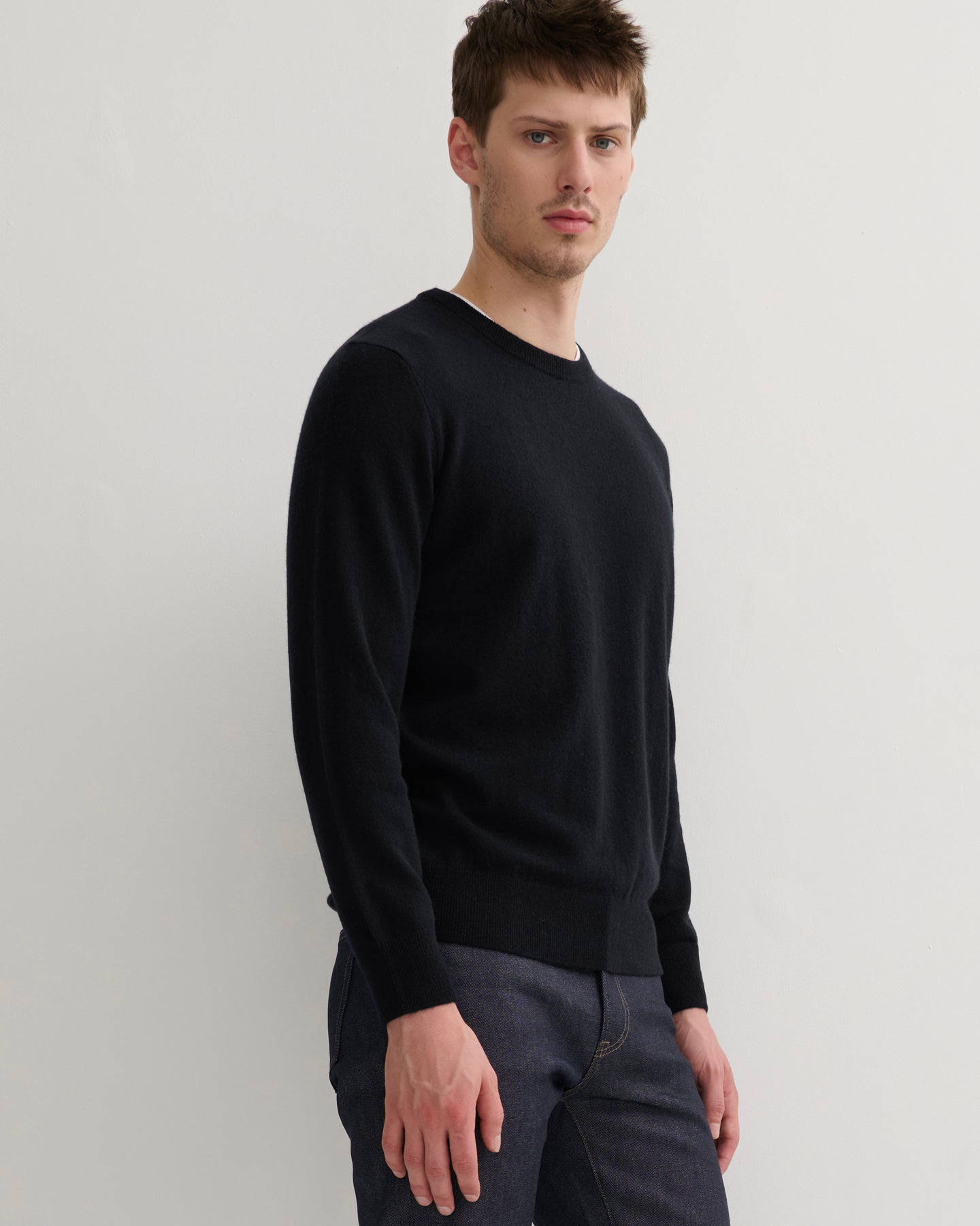 MEN'S CASHMERE CREW NECK PULLOVER - BLACK