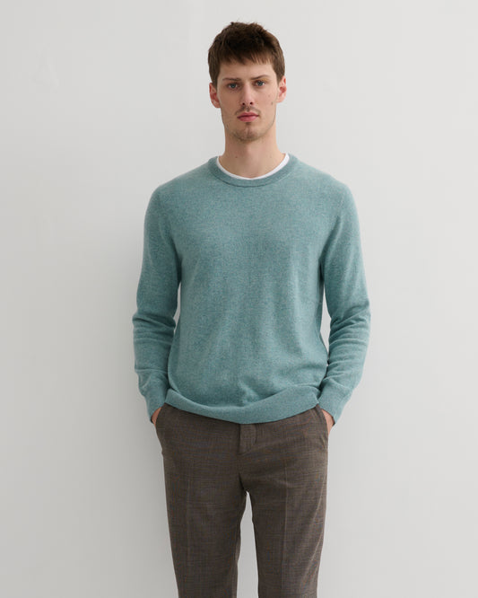 MEN'S CASHMERE CREW NECK PULLOVER - COPPER GREEN
