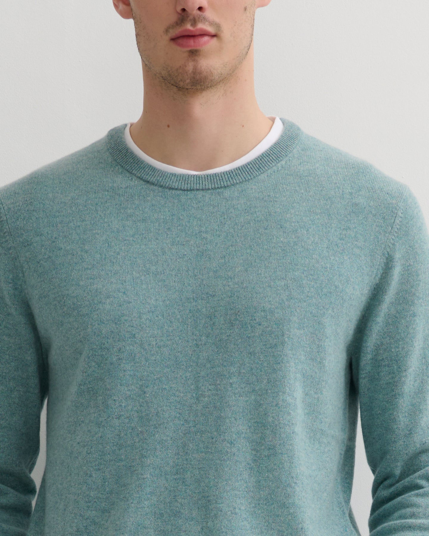 MEN'S CASHMERE CREW NECK PULLOVER - COPPER GREEN