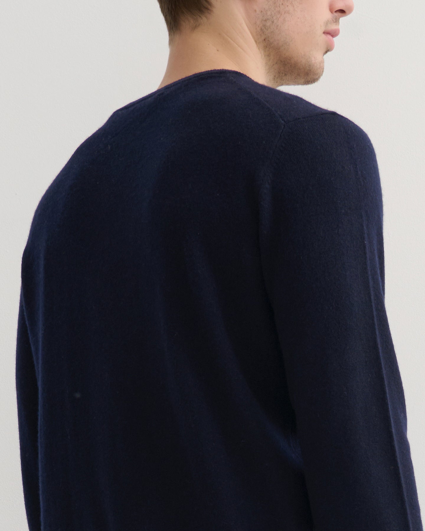 MEN'S CASHMERE CREW NECK PULLOVER - NAVY