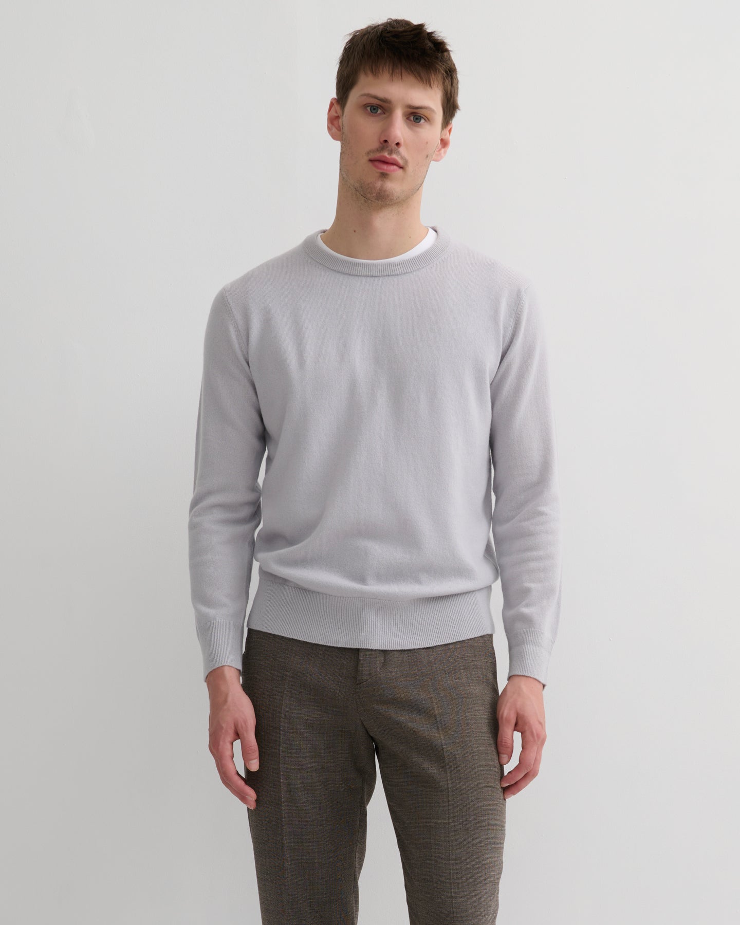 MEN'S CASHMERE CREW NECK PULLOVER - SMOKE