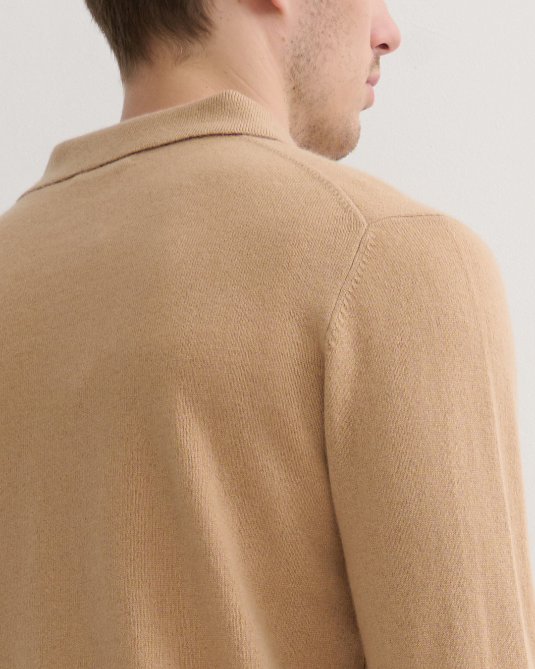 MEN'S CASHMERE POLO STYLE PULLOVER - CAMEL