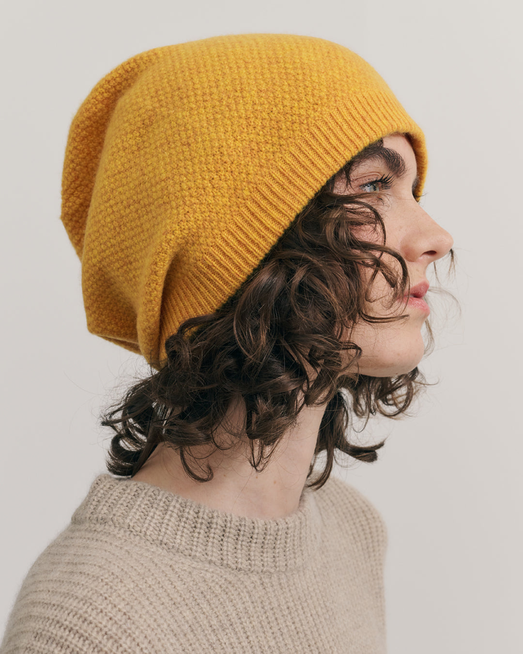 PINAPPLE KNIT CASHMERE BEANIE - MANGO