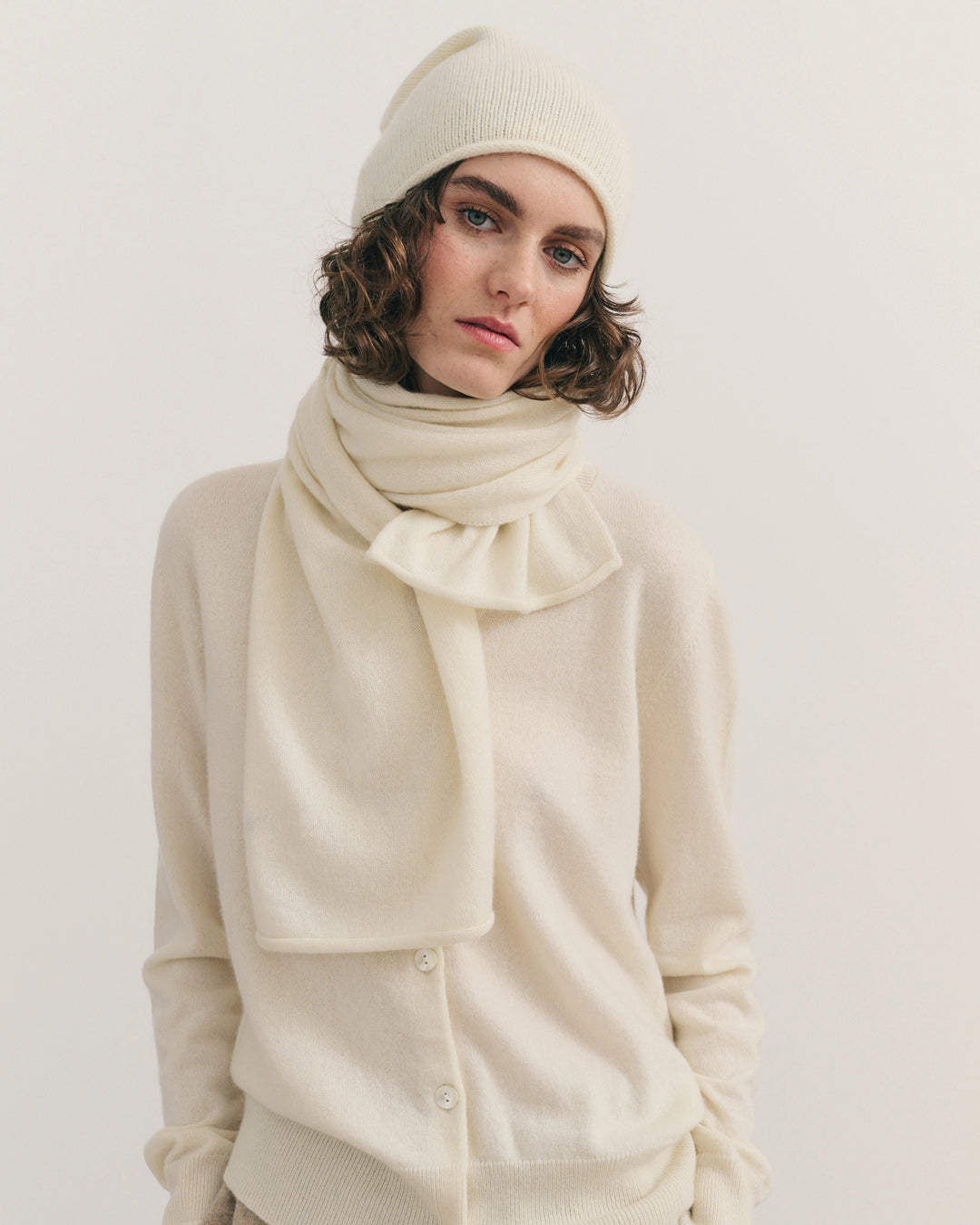 EVERYDAY CASHMERE SCARF - CREAM RAW