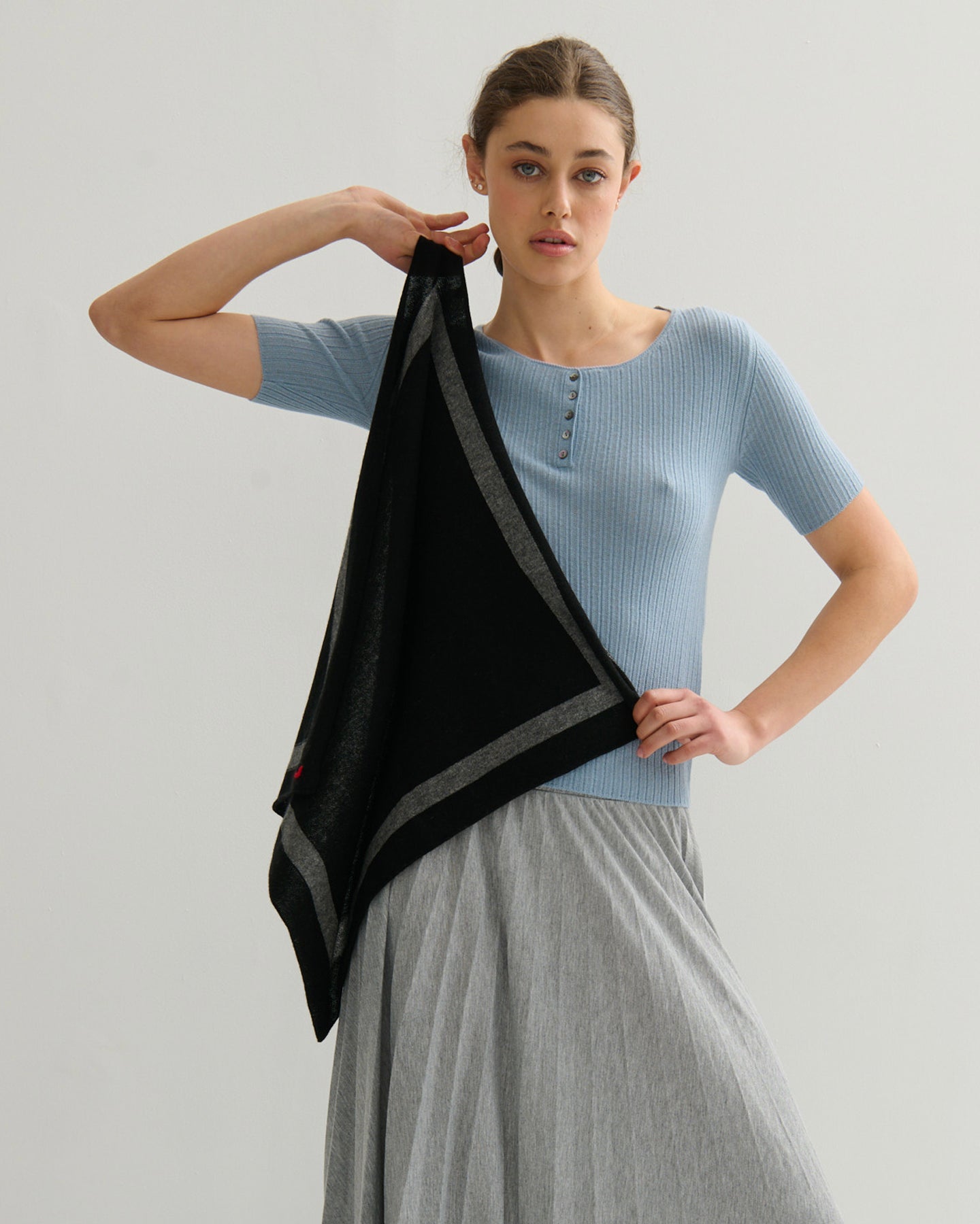 'MY HEART TO YOU' SQUARE SCARF - BLACK/GREY
