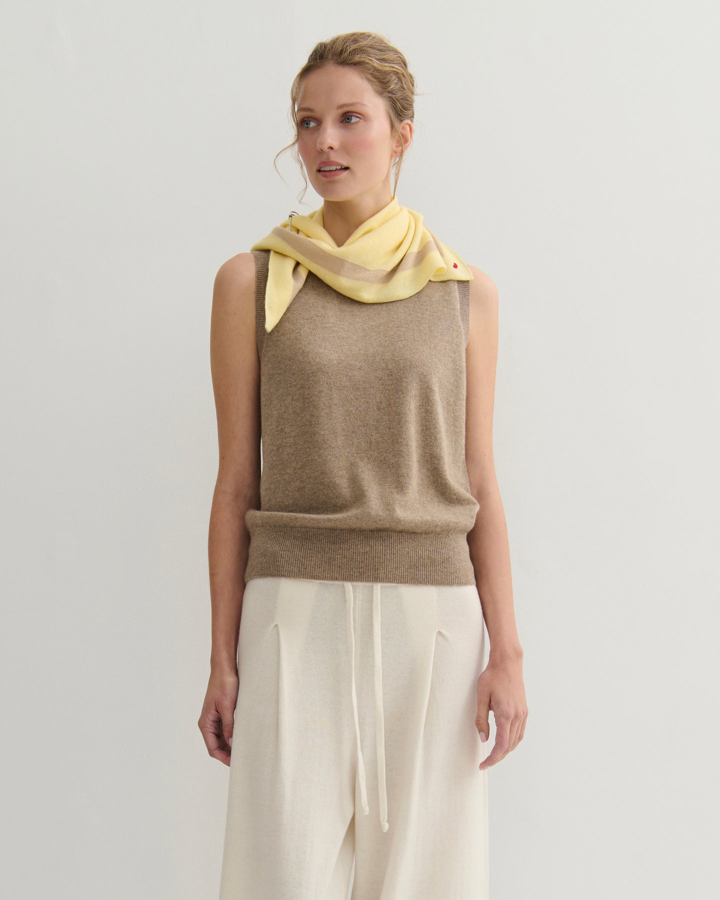 'MY HEART TO YOU' SQUARE SCARF - LEMONADE/SAND
