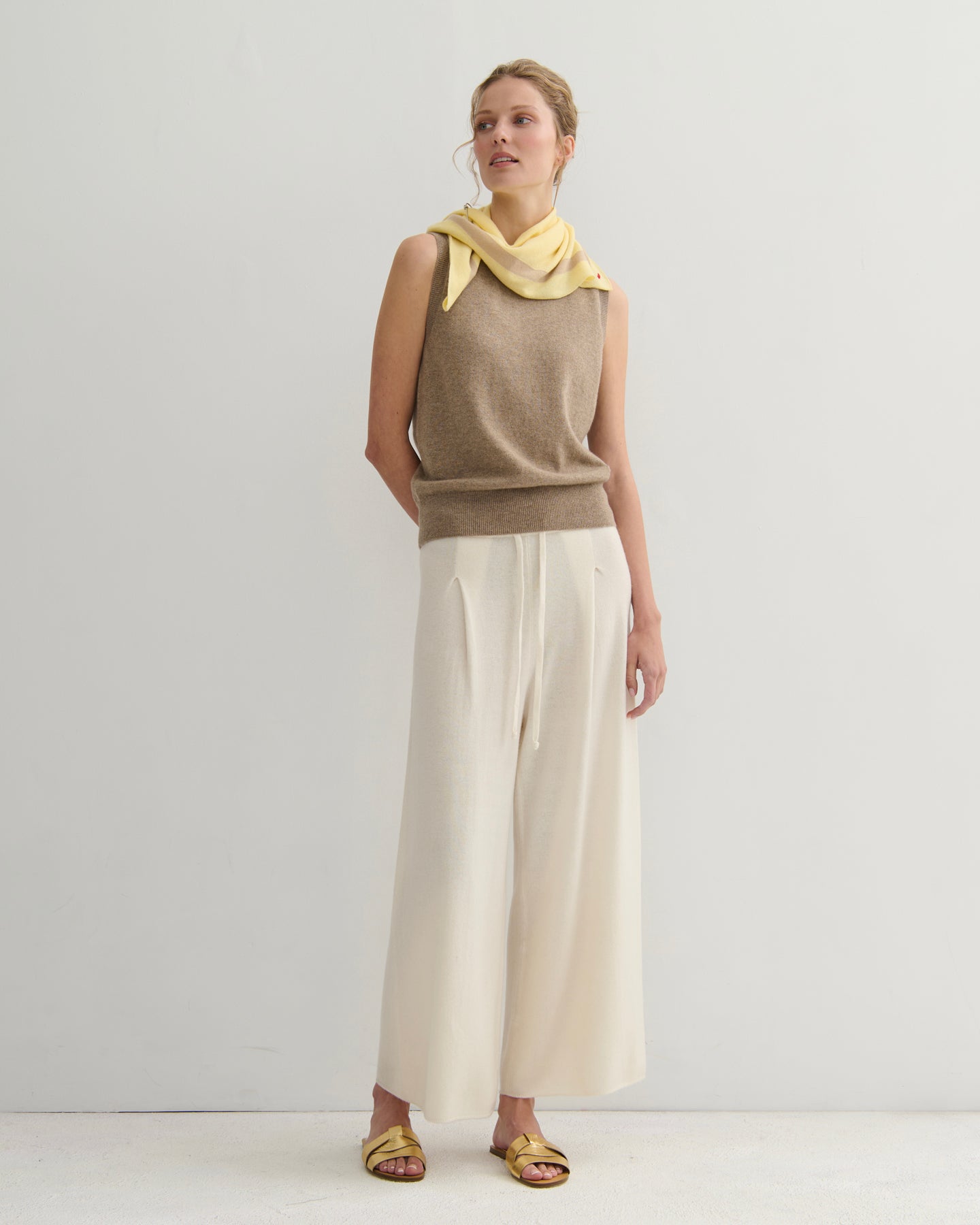 'MY HEART TO YOU' SQUARE SCARF - LEMONADE/SAND