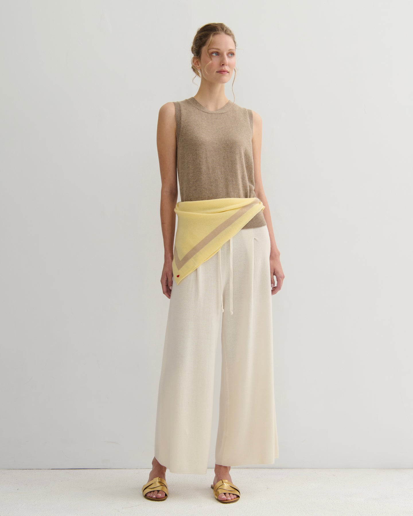 'MY HEART TO YOU' SQUARE SCARF - LEMONADE/SAND