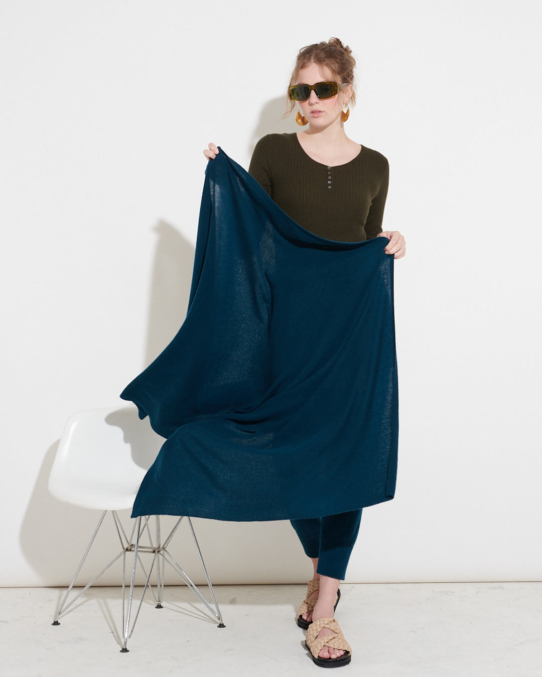OVERSIZED CASHMERE TRAVEL WRAP - DARK TEAL