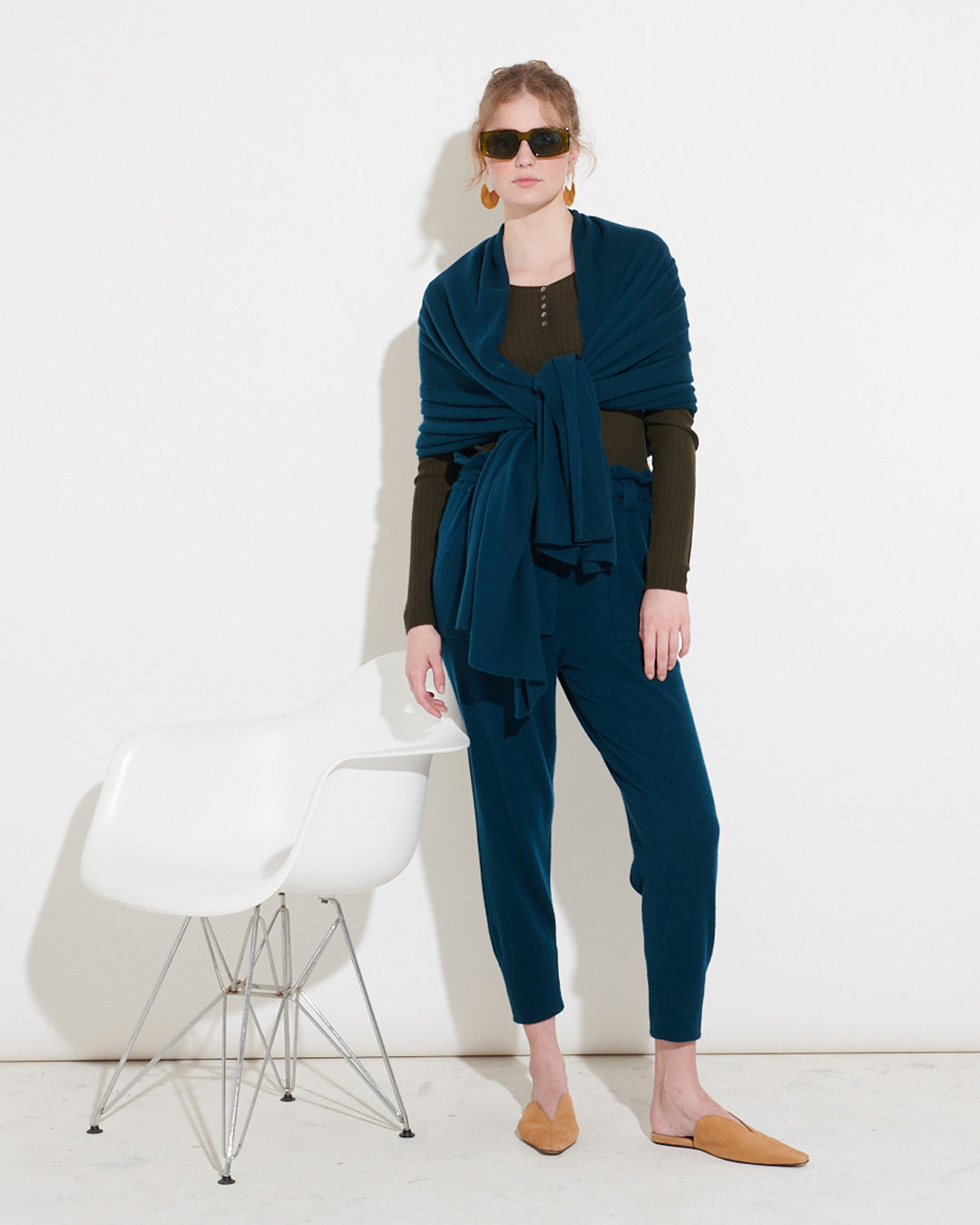 OVERSIZED CASHMERE TRAVEL WRAP - DARK TEAL