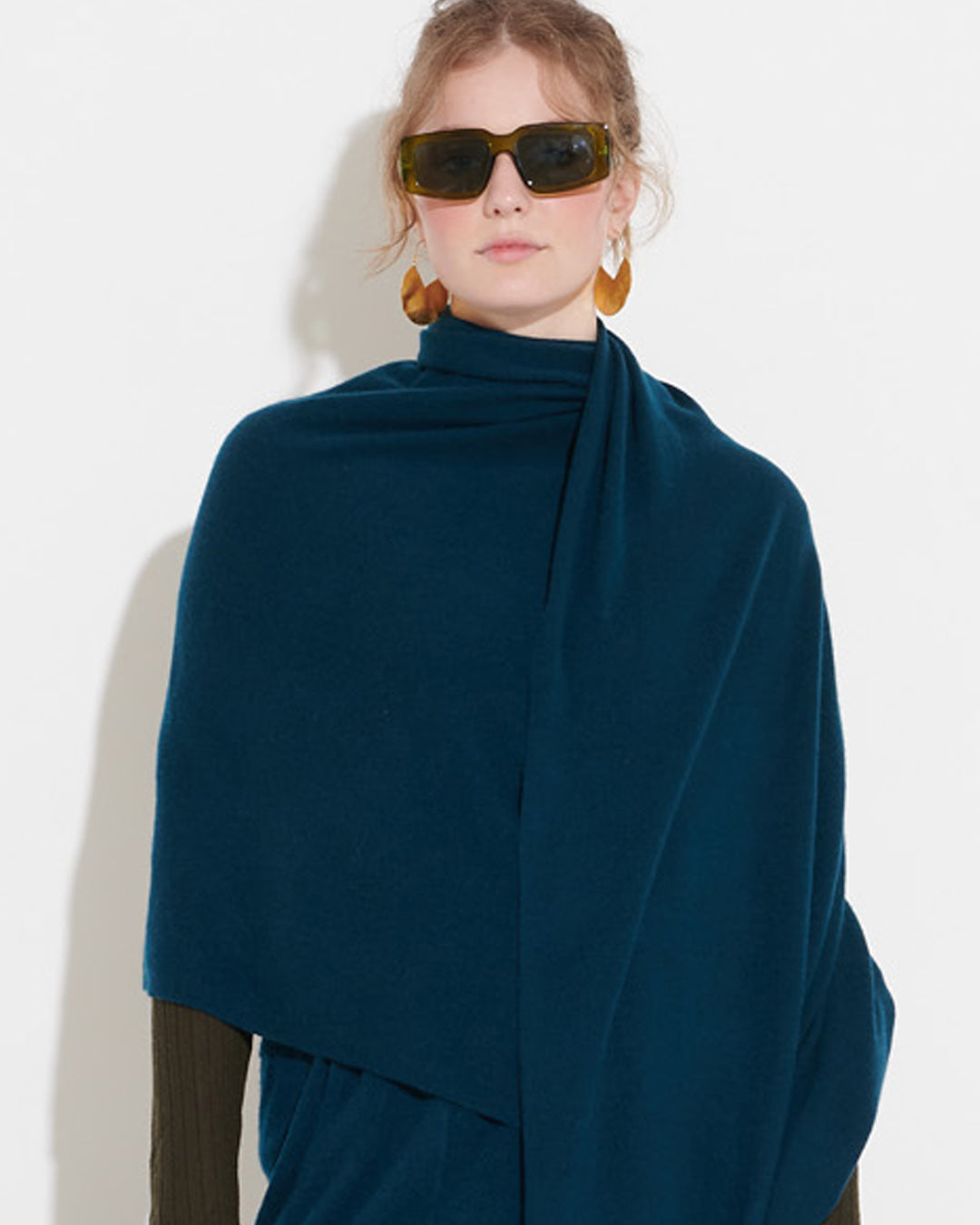 OVERSIZED CASHMERE TRAVEL WRAP - DARK TEAL