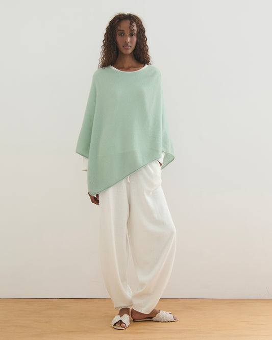 LIKE A BREEZE CASHMERE UTILITY PONCHO - SAGE