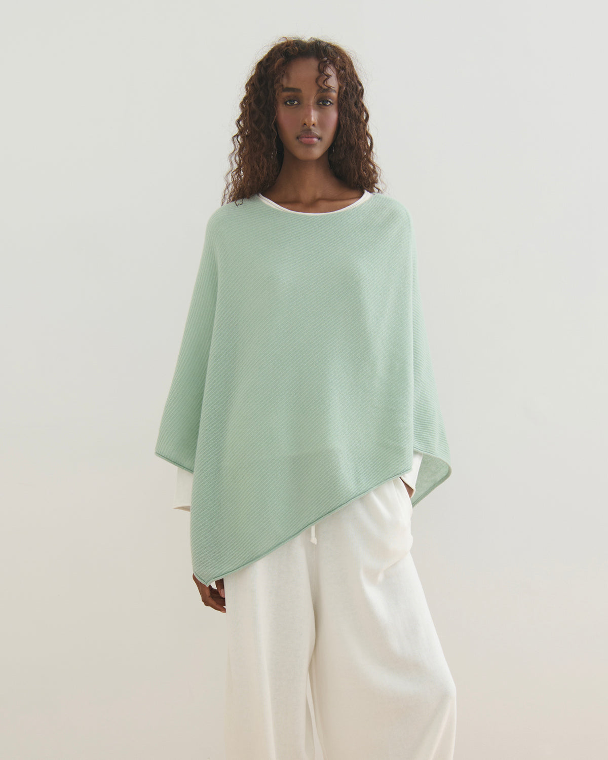 LIKE A BREEZE CASHMERE UTILITY PONCHO - SAGE