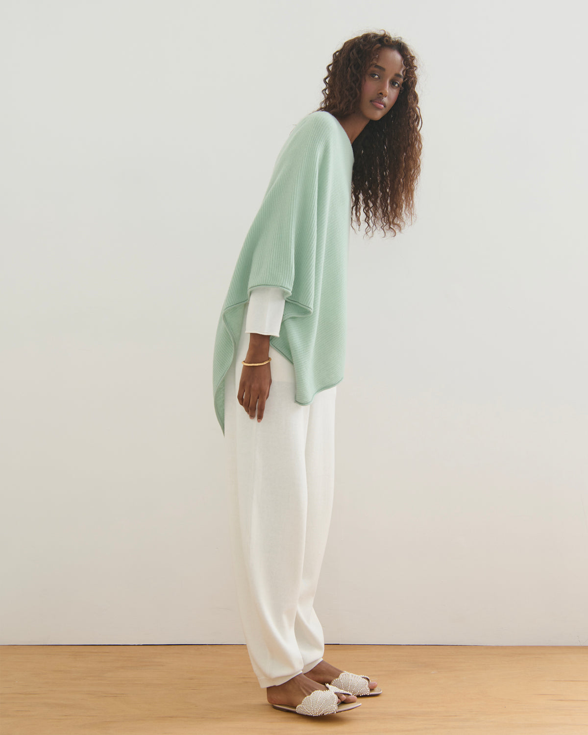 LIKE A BREEZE CASHMERE UTILITY PONCHO - SAGE