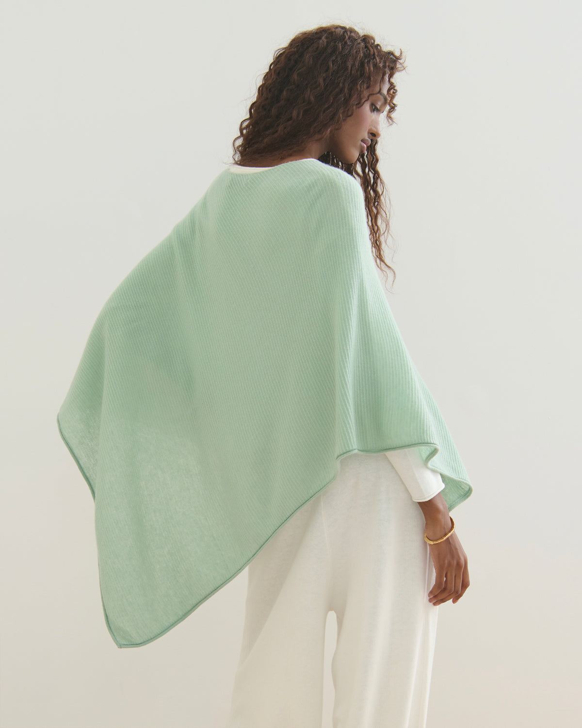 LIKE A BREEZE CASHMERE UTILITY PONCHO - SAGE