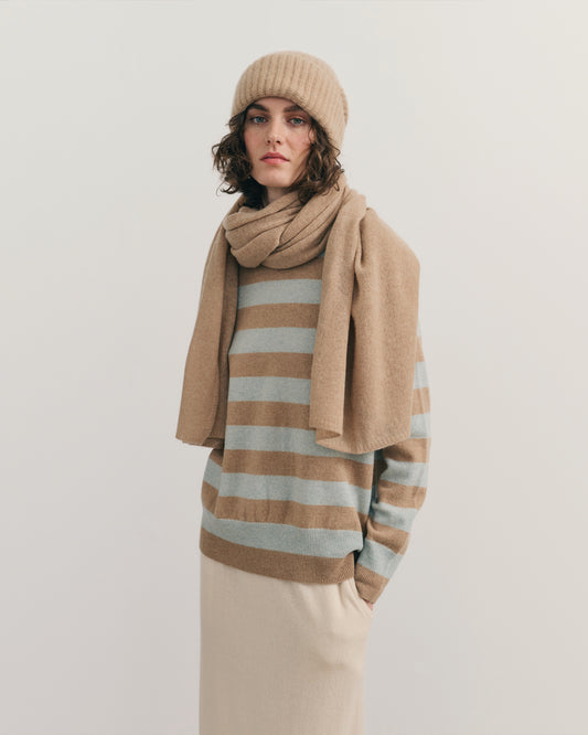 CASHMERE SCARF SHAWL IN ONE - CAMEL