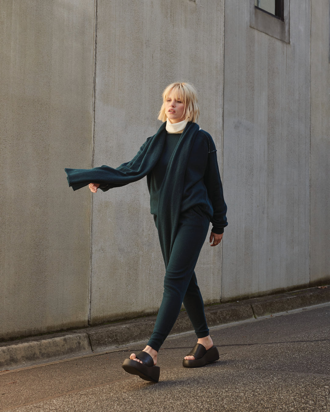 CASHMERE SCARF SHAWL IN ONE - DARK TEAL