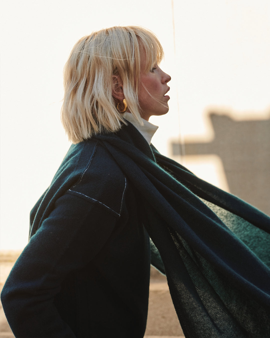 CASHMERE SCARF SHAWL IN ONE - DARK TEAL