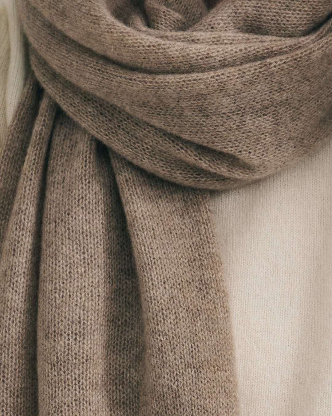 CASHMERE SCARF SHAWL IN ONE - SHIITAKE
