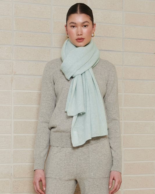 CASHMERE SCARF SHAWL IN ONE - MINT MARLED