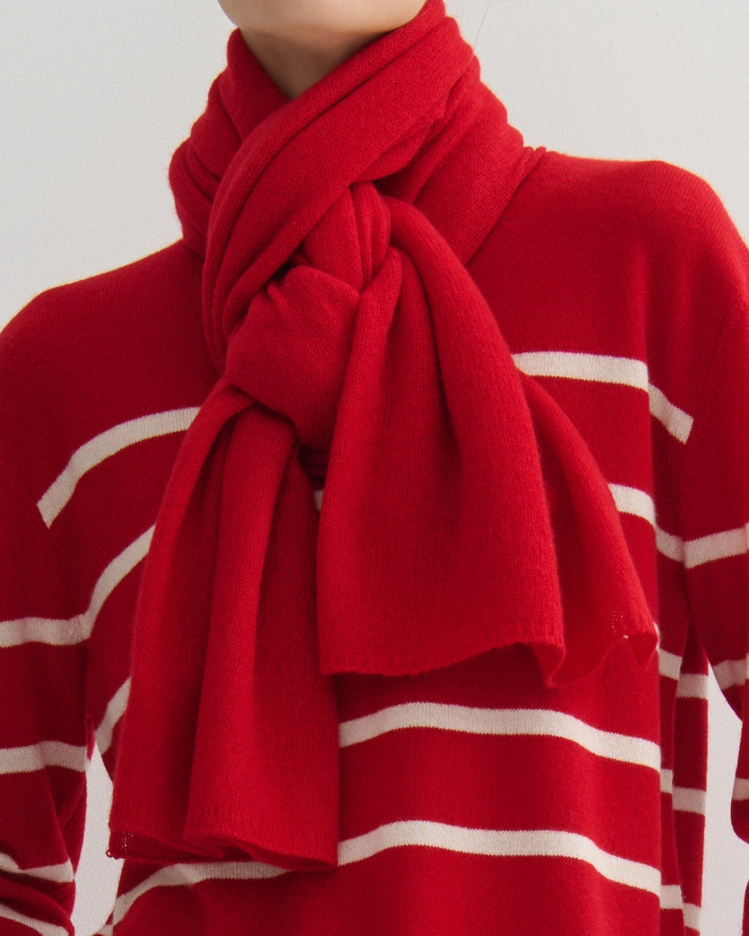 CASHMERE SCARF SHAWL IN ONE - SCARLET RED