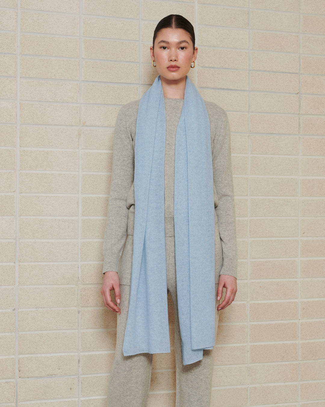 CASHMERE SCARF SHAWL IN ONE - CRYSTAL BLUE
