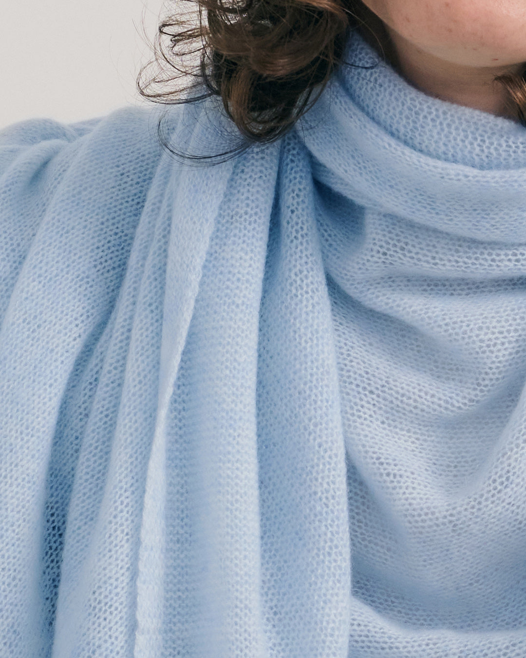 CASHMERE SCARF SHAWL IN ONE - CRYSTAL BLUE