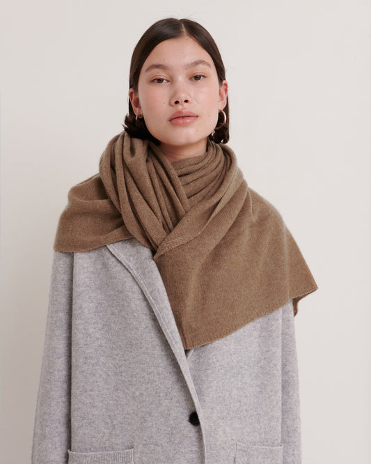 CASHMERE SCARF SHAWL IN ONE - WHISKY