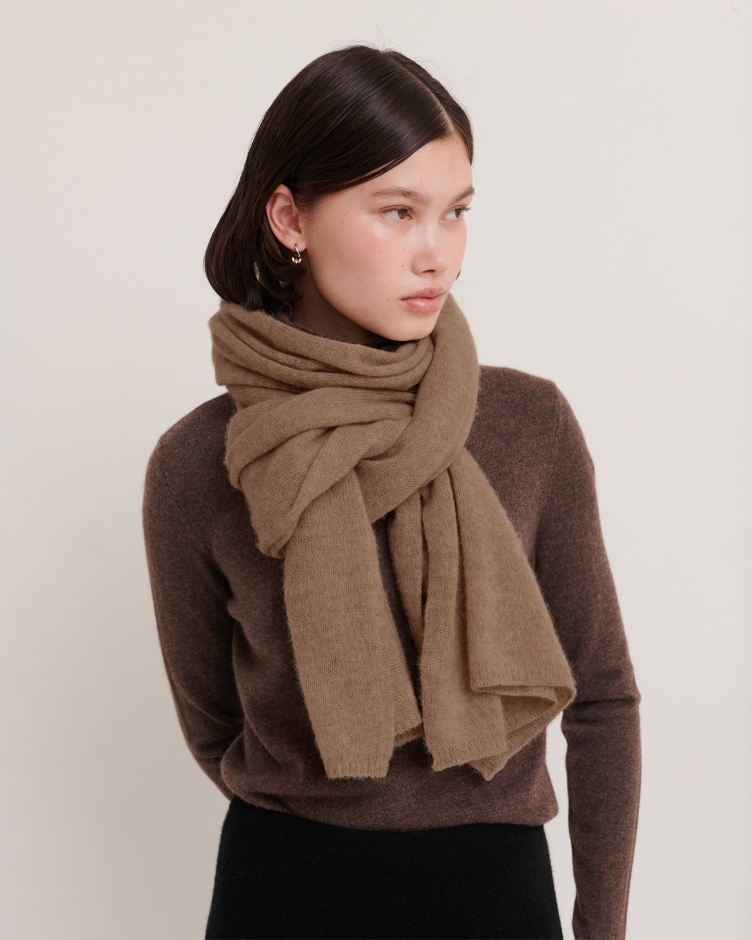 CASHMERE SCARF SHAWL IN ONE - WHISKY