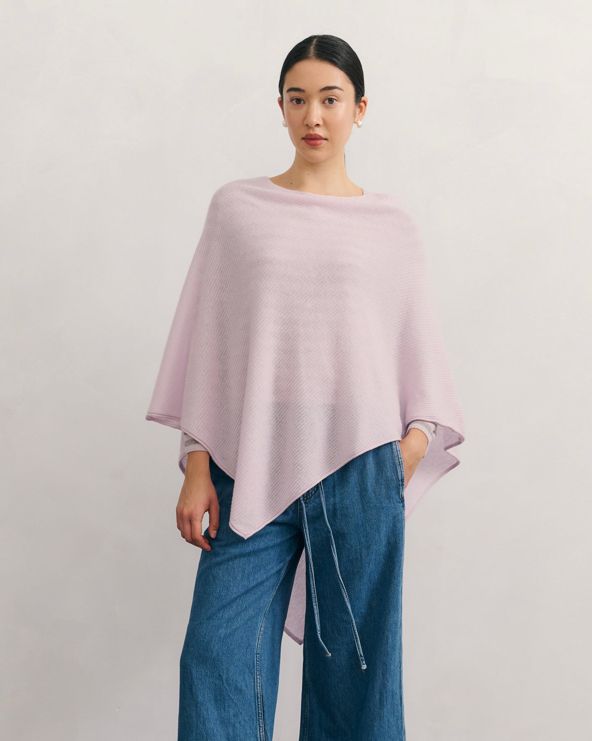 LIKE A BREEZE CASHMERE UTILITY PONCHO - LILAC MIST